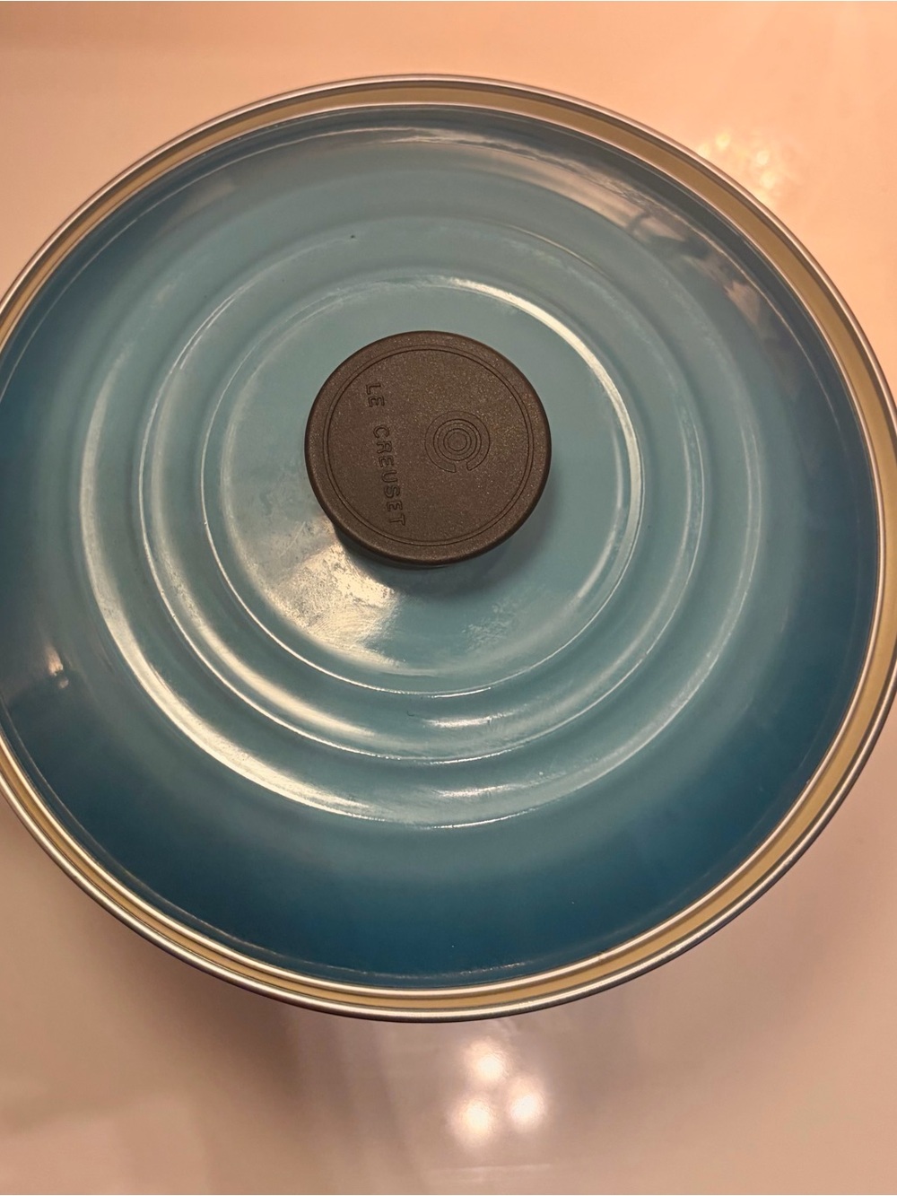 Le Creuset Enamel-on-Steel Covered Stockpot, 10-Quart in Caribbean Blue - Picture 5 of 7